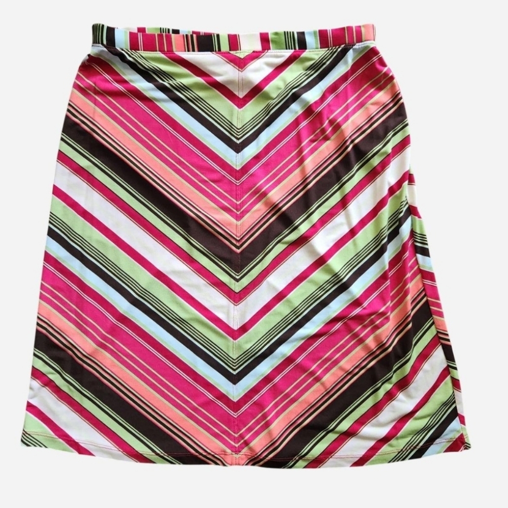 Merona Y2K Chevron Zigzag Pink Green Midi Skirt Size Medium